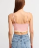 Dilvin Pembe Dantel Detaylı Crop