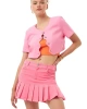 QUZU pileli etek-PEMBE