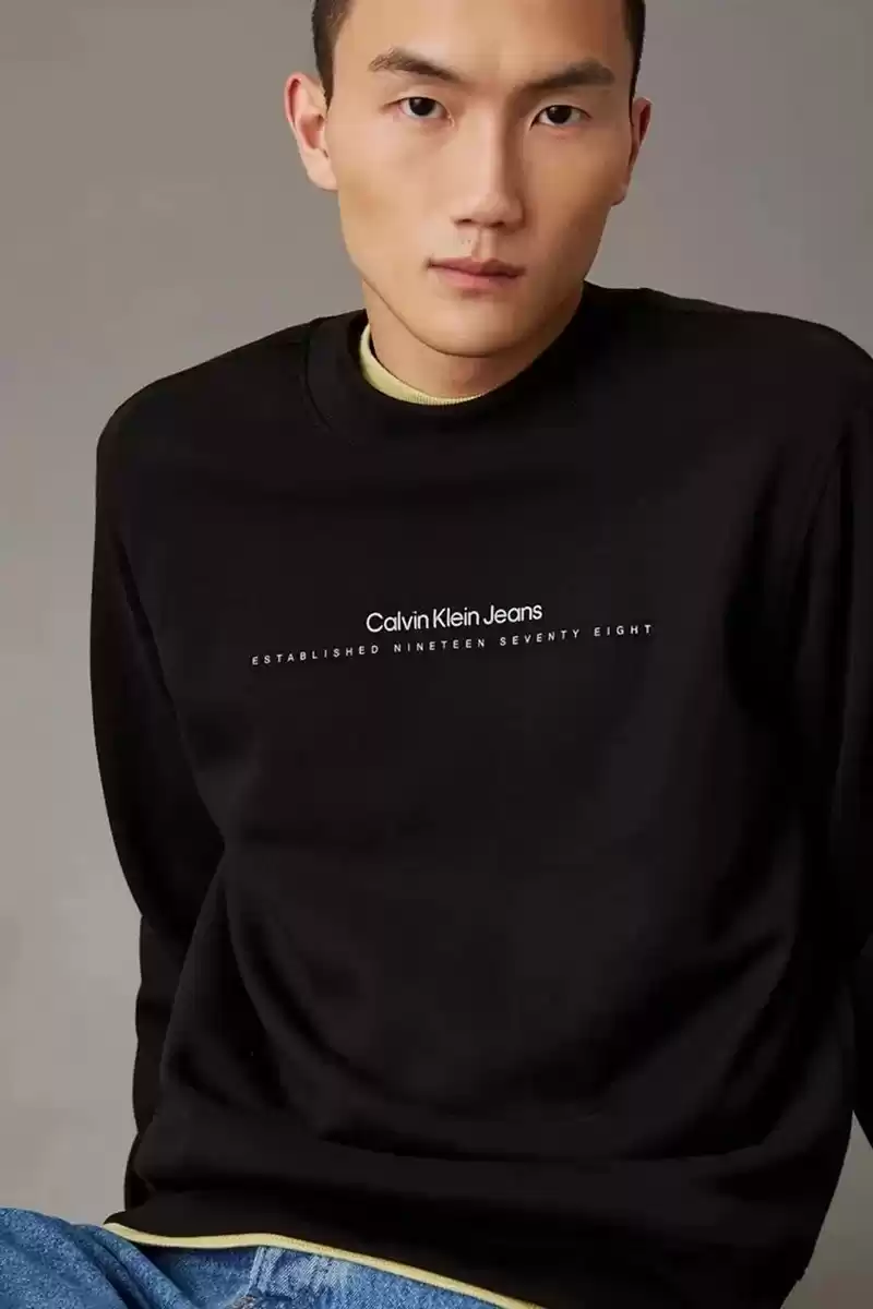 Calvin Klein  Erkek CK Siyah Bisiklet Yaka Sweatshirt