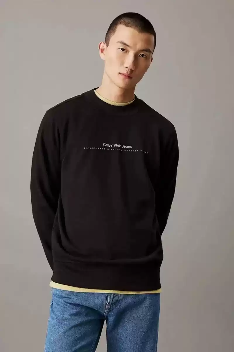 Calvin Klein  Erkek CK Siyah Bisiklet Yaka Sweatshirt