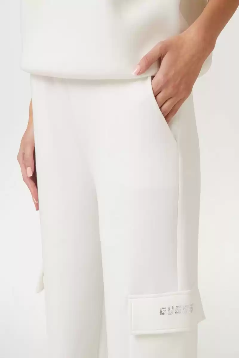 Guess Kadın Krem Scuba Kargo Pantolon