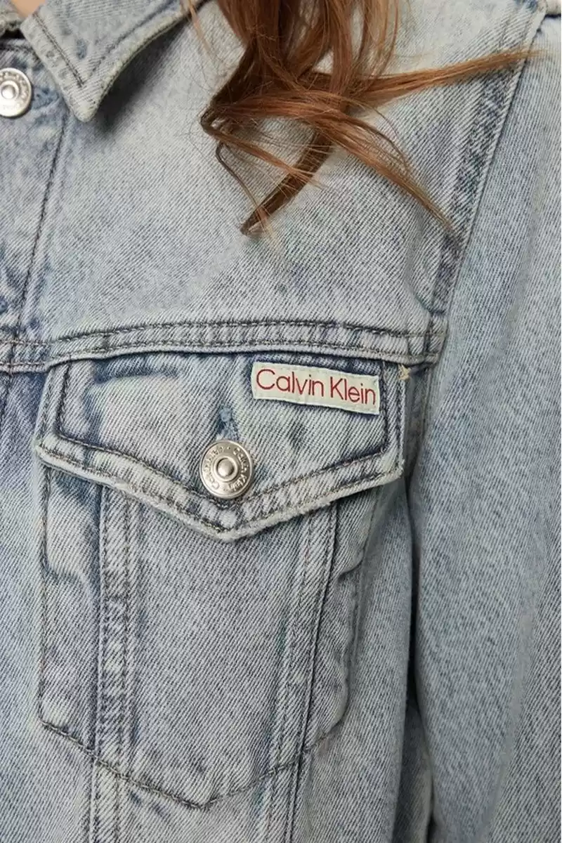 Calvin Klein Kadın 90ların Kısa Denim Mavi Kot Ceket