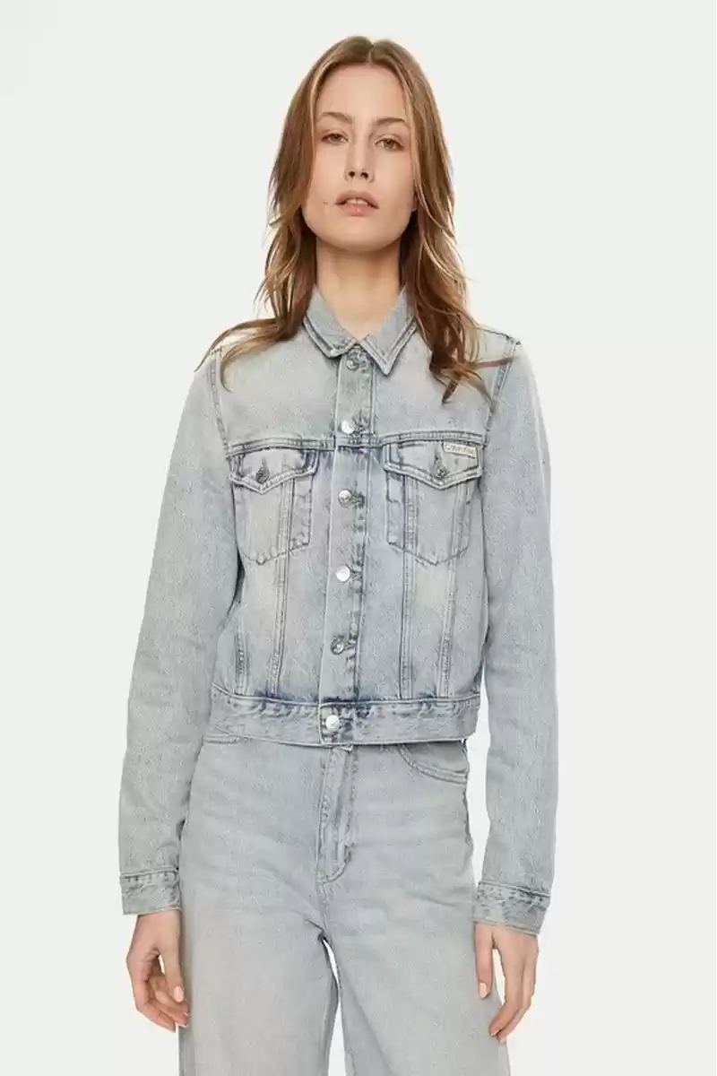 Calvin Klein Kadın 90ların Kısa Denim Mavi Kot Ceket