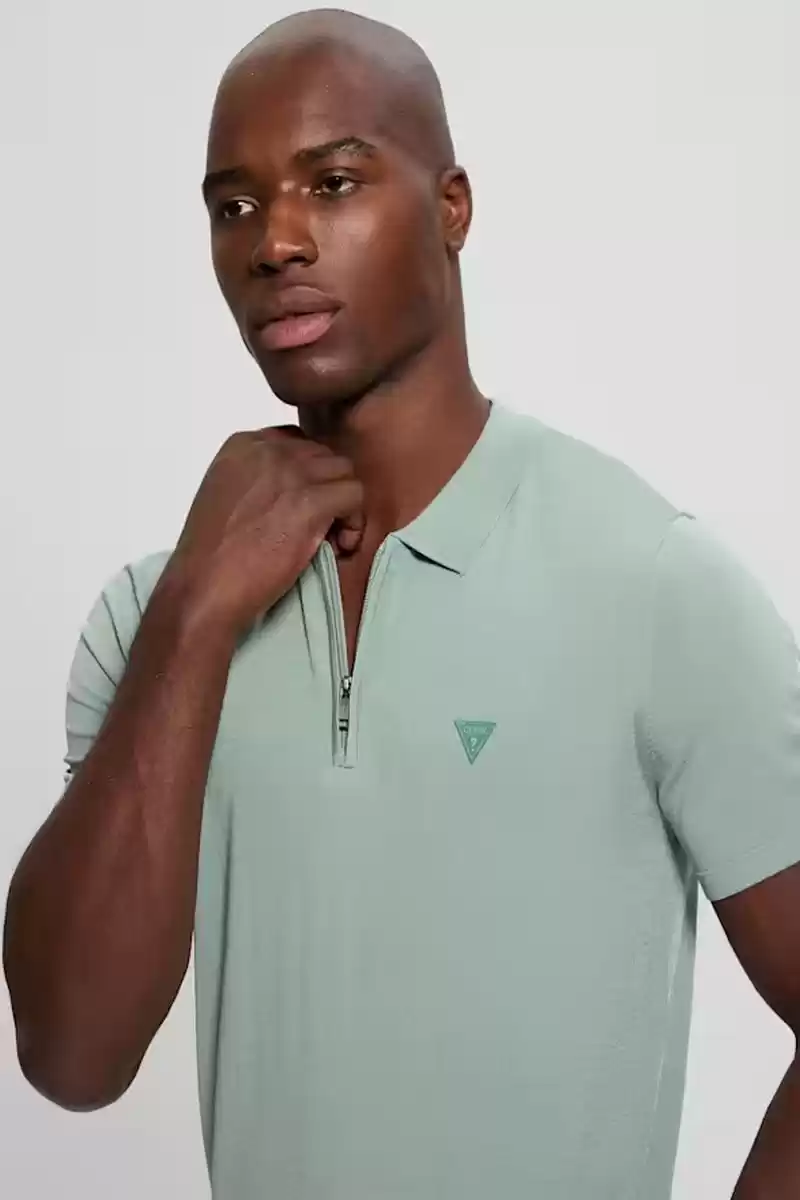 Guess Erkek Gri Dane Yarım Fermuarlı Triko