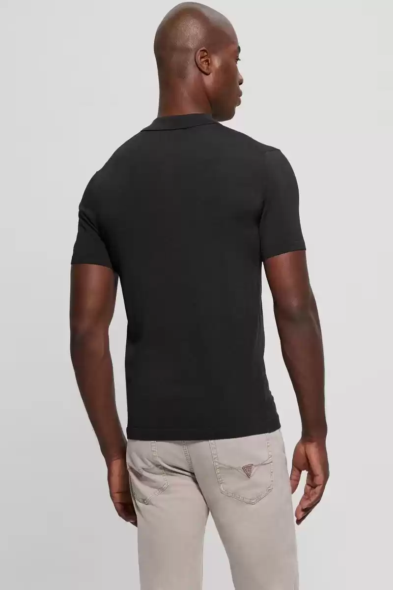 Guess Erkek Siyah Dane Yarım Fermuarlı Triko