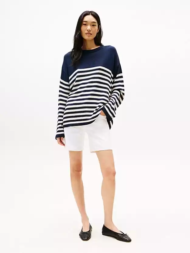 Tommy Hilfiger Kadın Beyaz Orta Bel Kot Şort