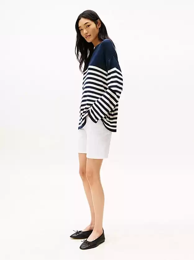 Tommy Hilfiger Kadın Beyaz Orta Bel Kot Şort