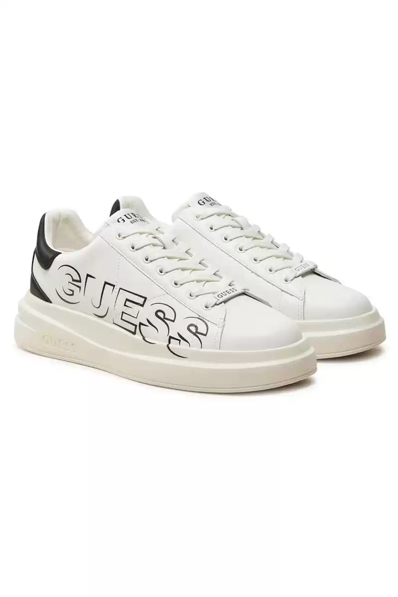 Guess Erkek Siyah Beyaz  Elba Logolu Sneaker