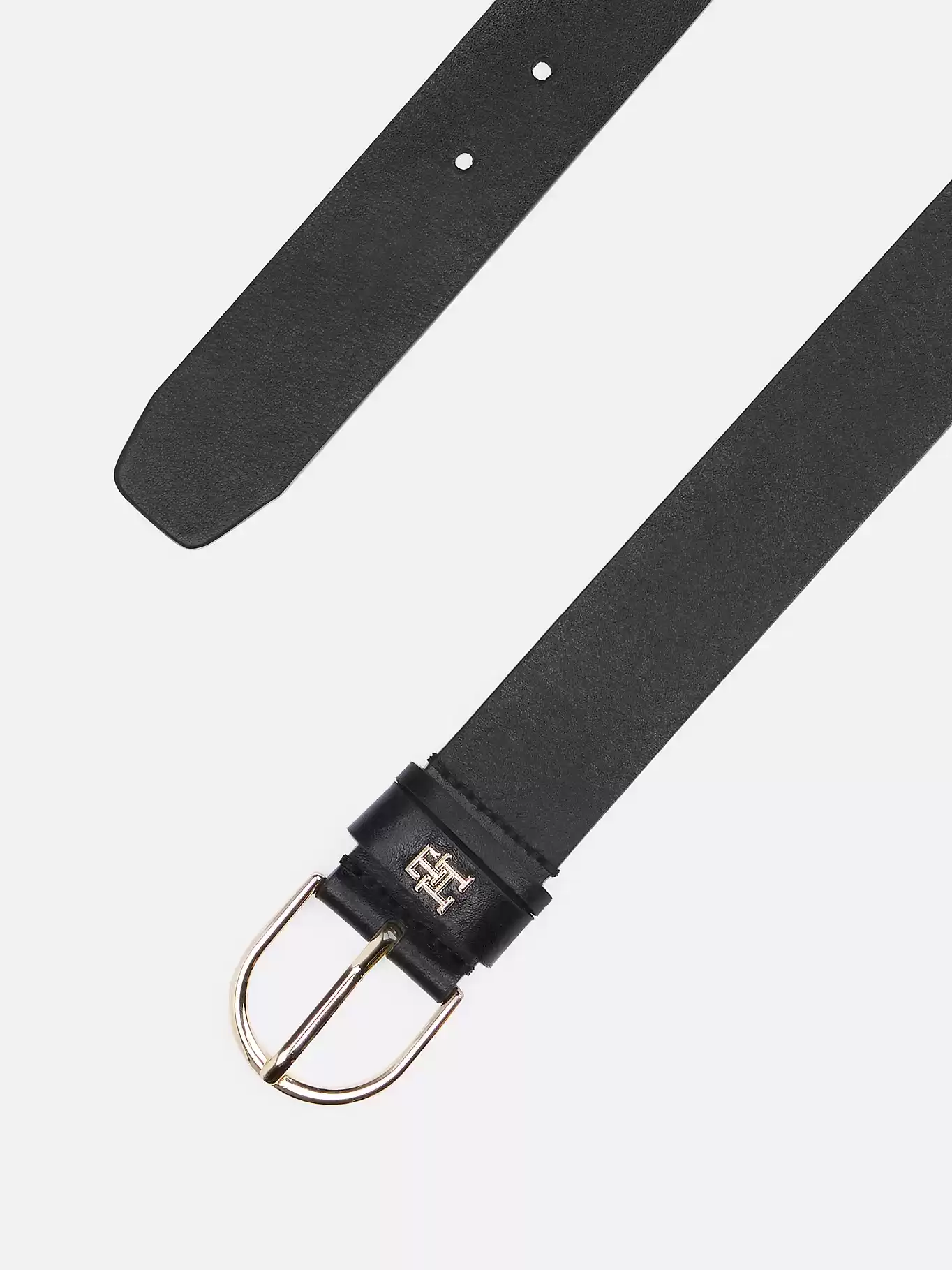 Tommy Hilfiger TH Monogram Yuvarlak Tokalı Siyah Kemer