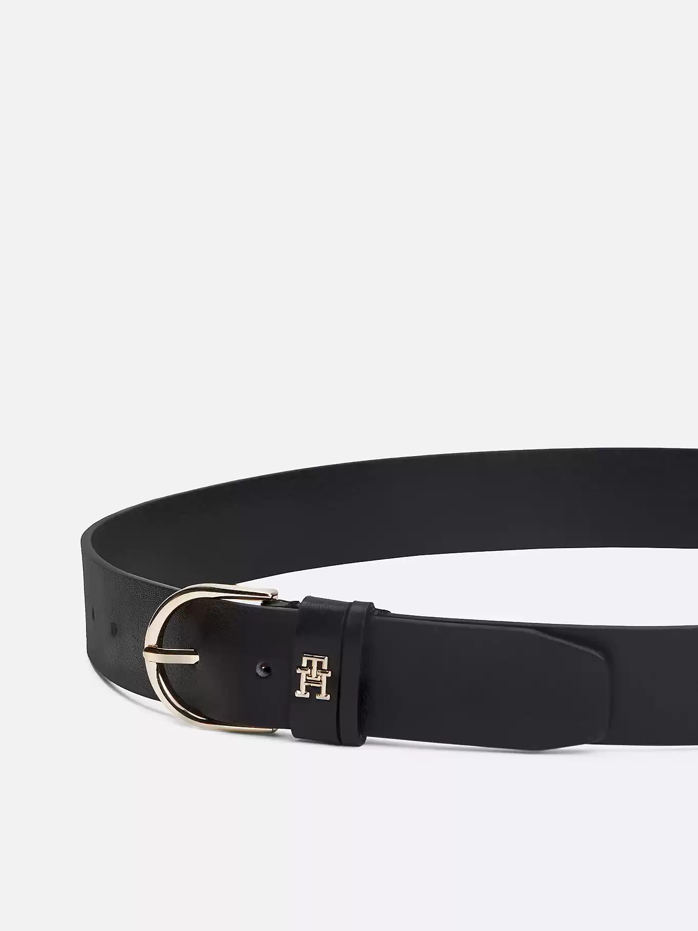 Tommy Hilfiger TH Monogram Yuvarlak Tokalı Siyah Kemer