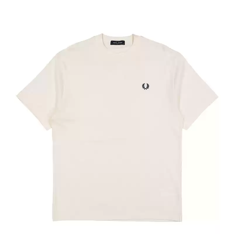 Fred Perry Erkek Ekru Logo Detaylı T-shirt