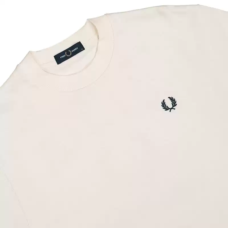 Fred Perry Erkek Ekru Logo Detaylı T-shirt
