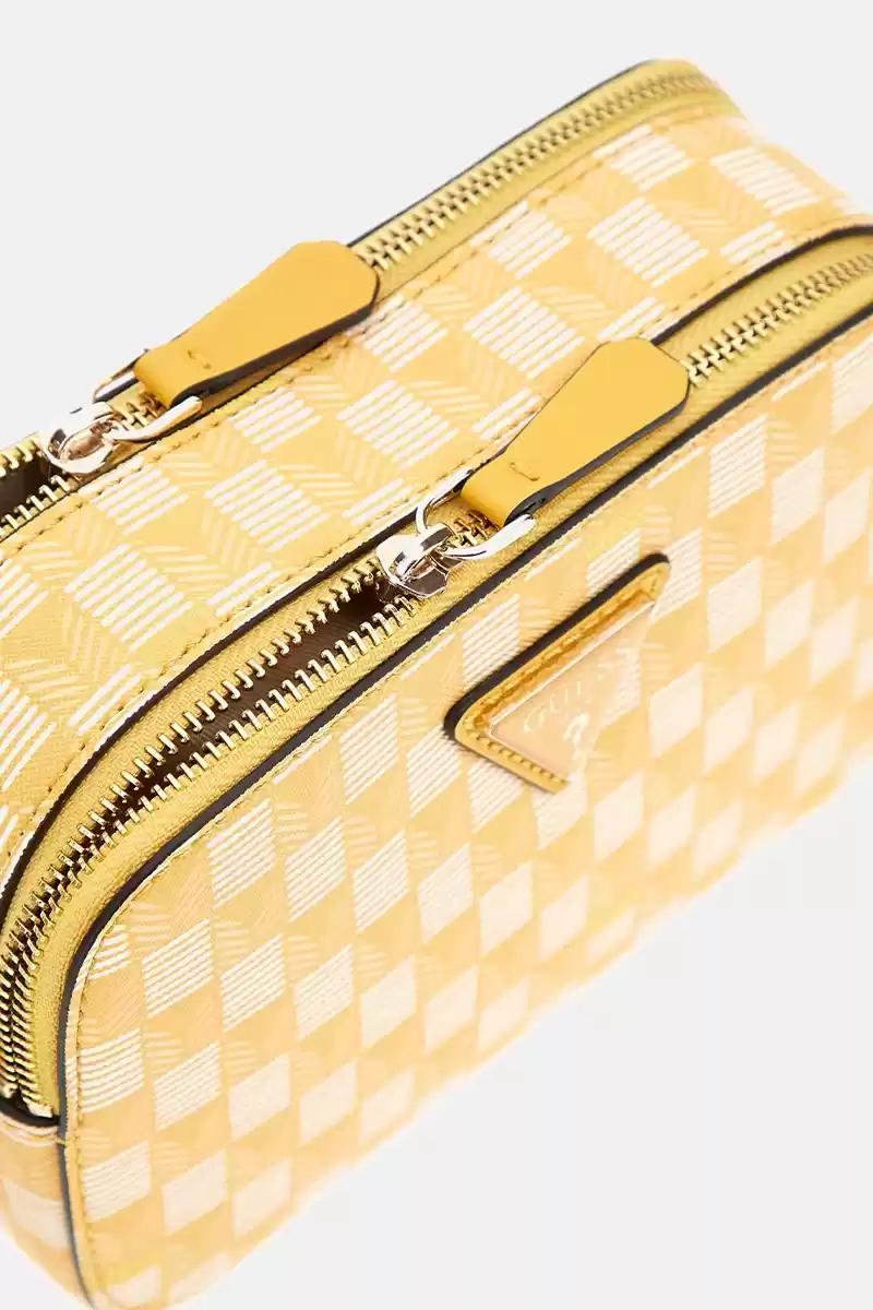 Guess Kadın Sarı G Wave Geometrik Desenli Çapraz Çanta