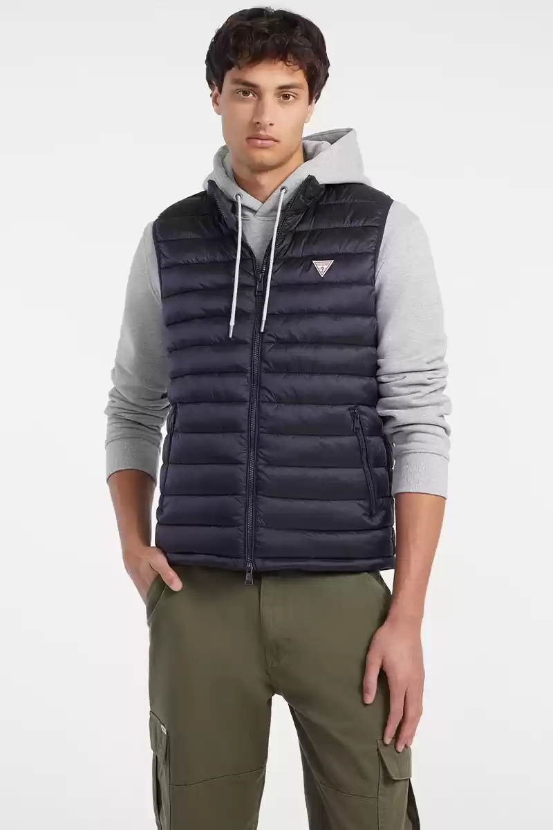 Guess Jeans Erkek Siyah Kapitone Naylon Şişme Yelek