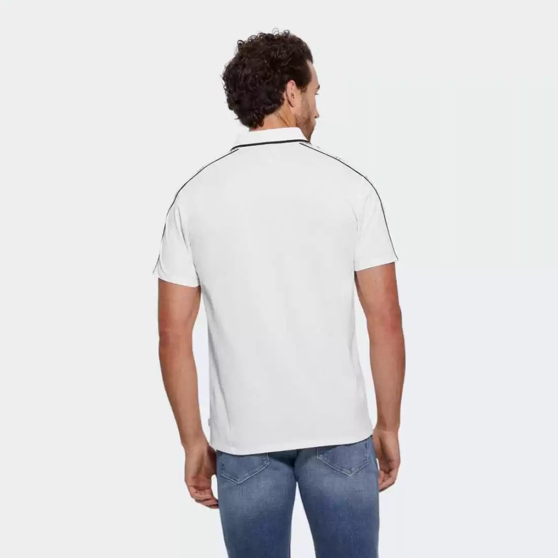 Guess Erkek Bej Quattro G Şeritli Polo Tişört