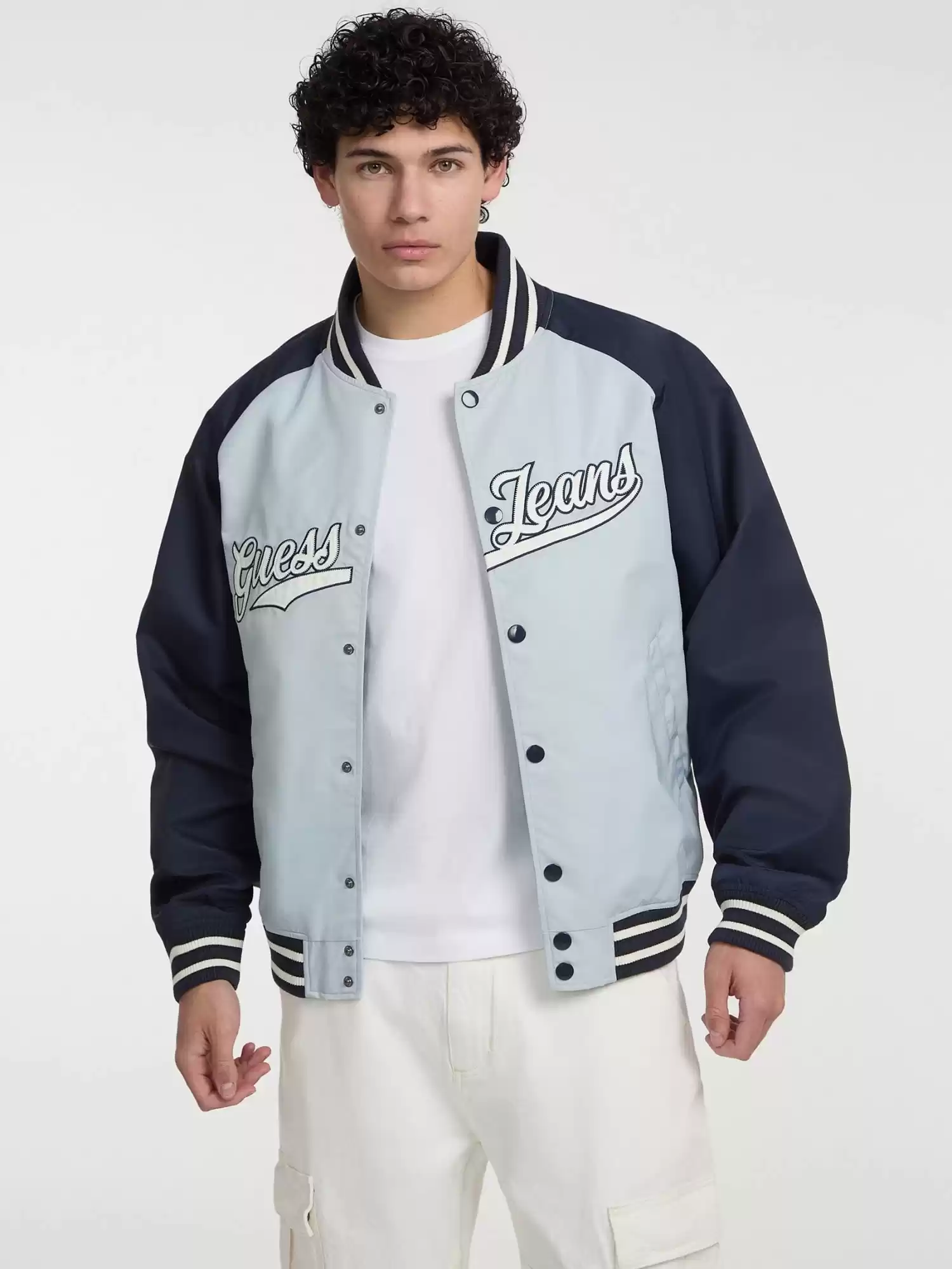 Guess Erkek Mavi Patch Detaylı Bomber Ceket