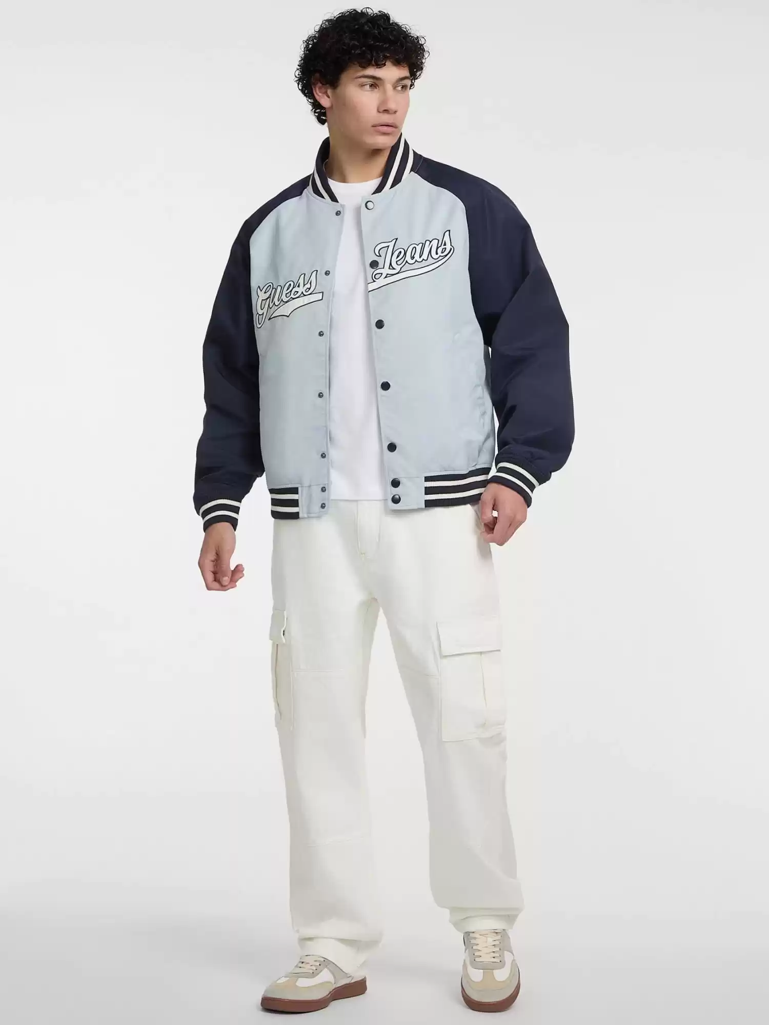 Guess Erkek Mavi Patch Detaylı Bomber Ceket