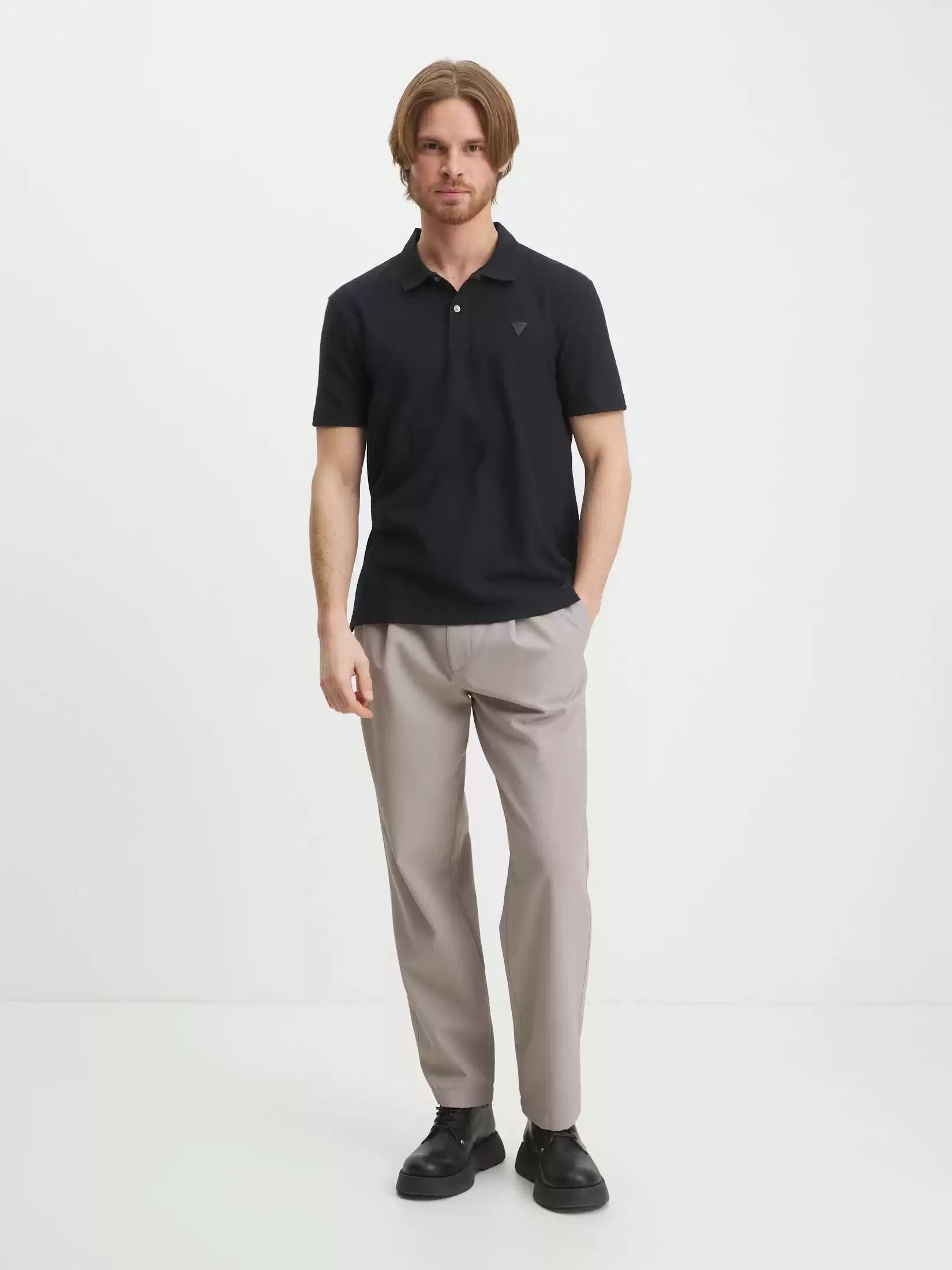 Guess Erkek Siyah Üçgen Polo T-Shirt