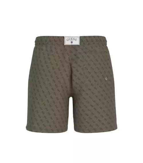 Guess Erkek Yeşil Wild Palmiye Desenli Orta Boy Mayo Şort