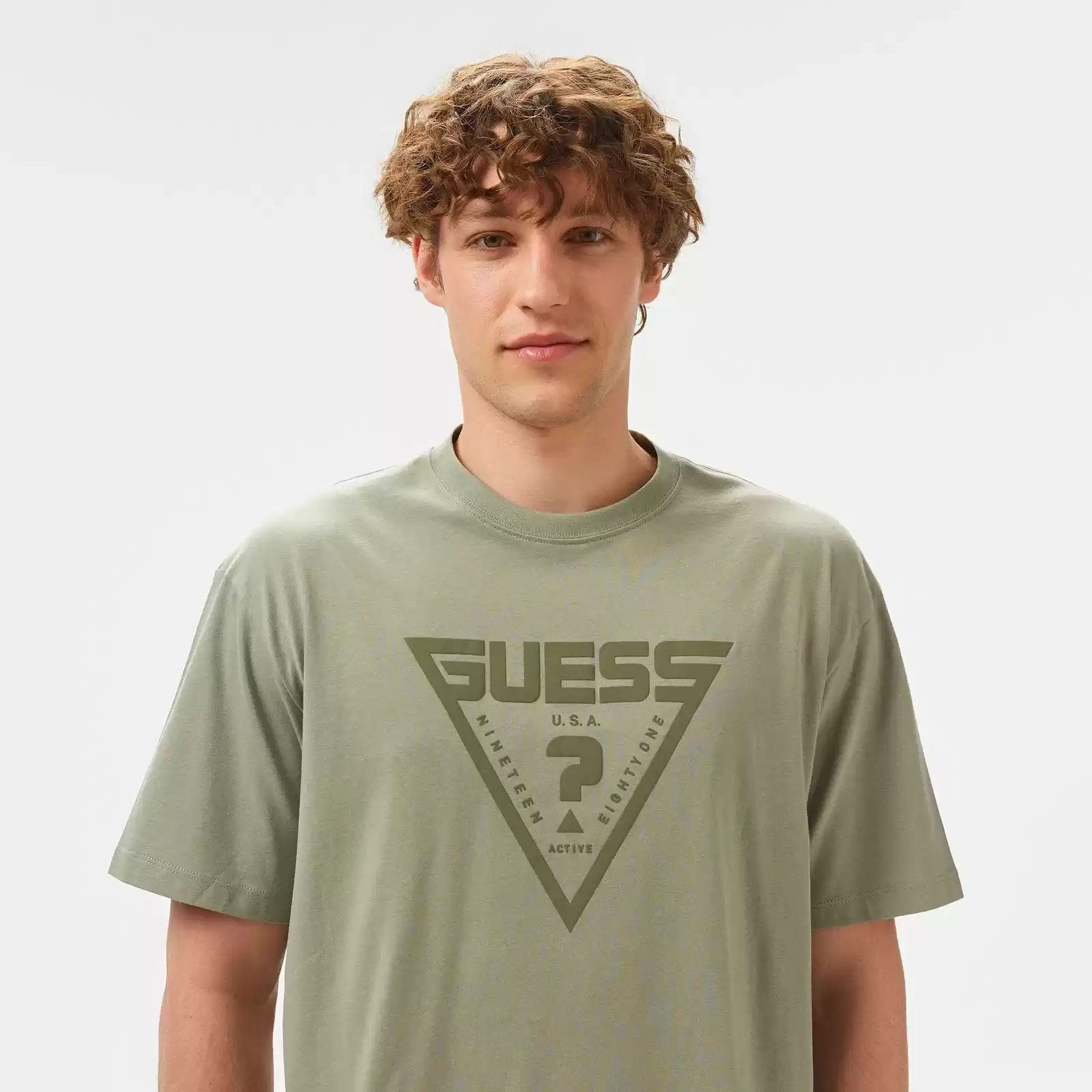 Guess Erkek Yeşil Logolu T-Shirt