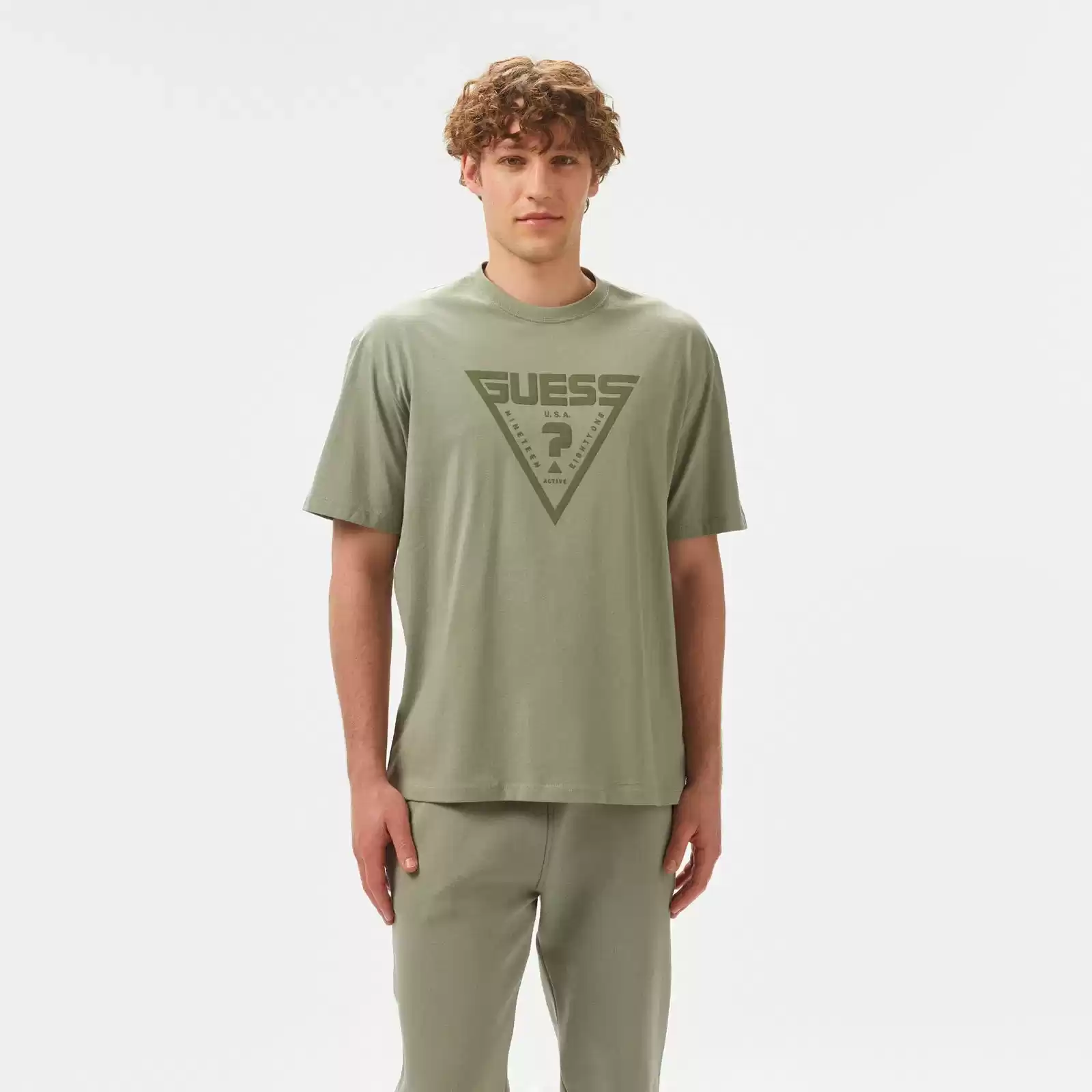 Guess Erkek Yeşil Logolu T-Shirt
