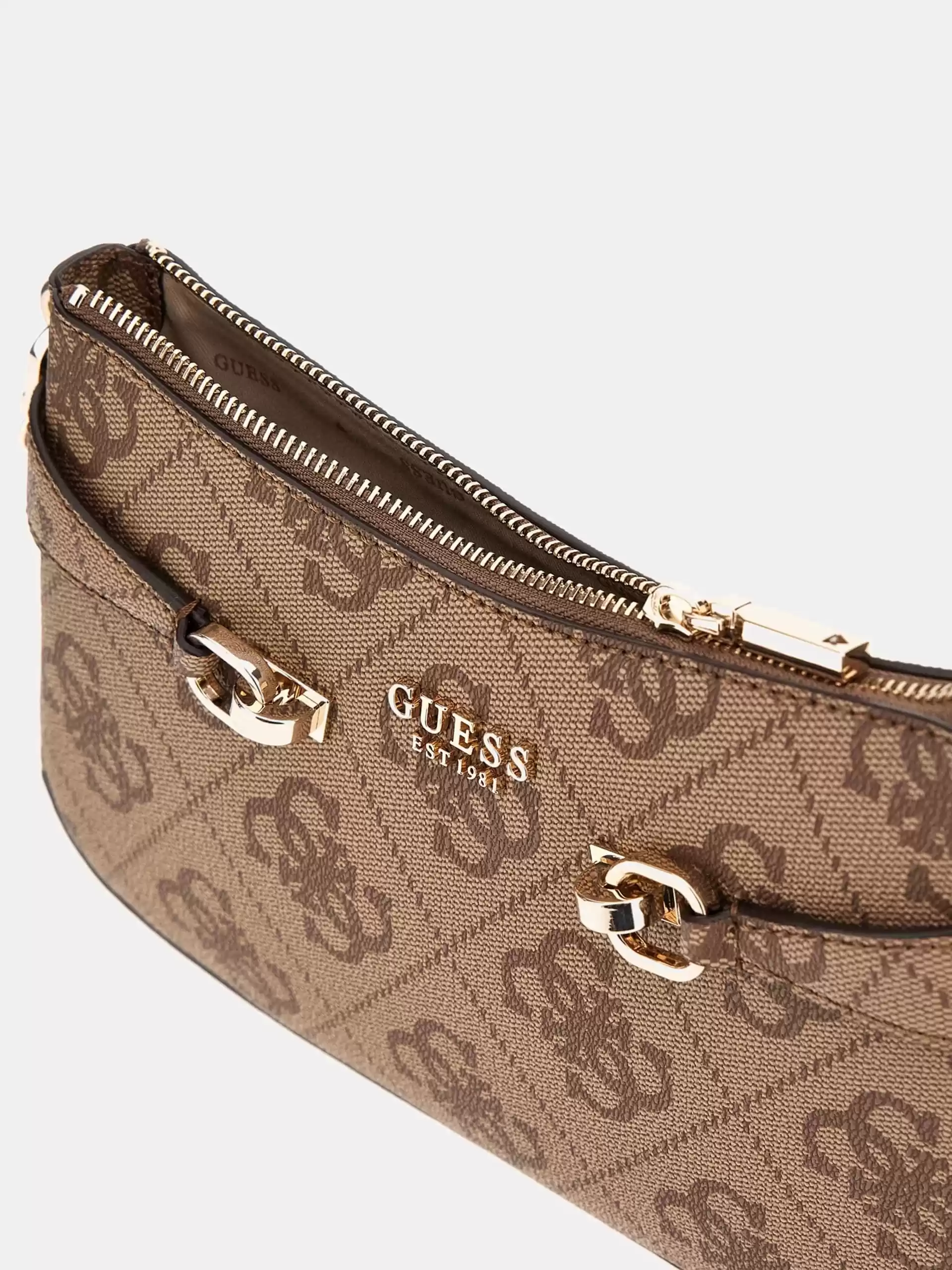 Guess Kadın Kahverengi Lorelei Üstten Fermuarlı Omuz Çantası