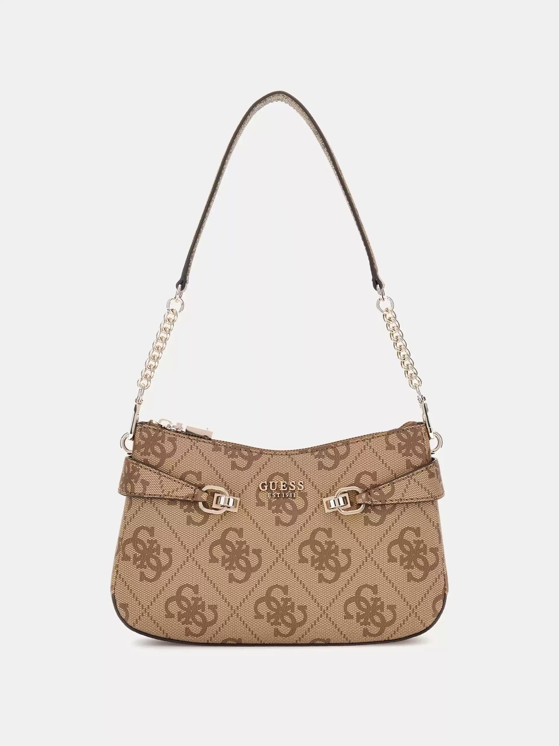 Guess Kadın Kahverengi Lorelei Üstten Fermuarlı Omuz Çantası