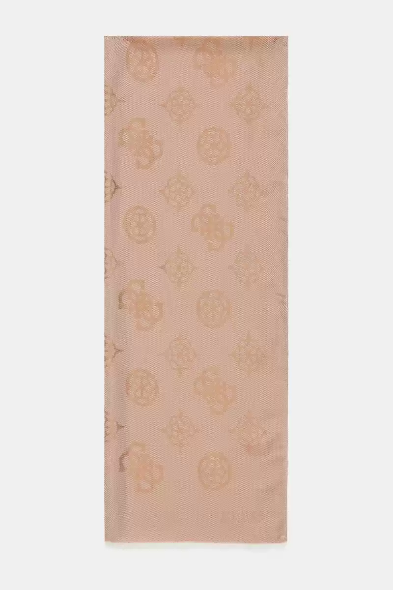 Guess Kadın Kahverengi Gerty 4G Peony Logolu Şal