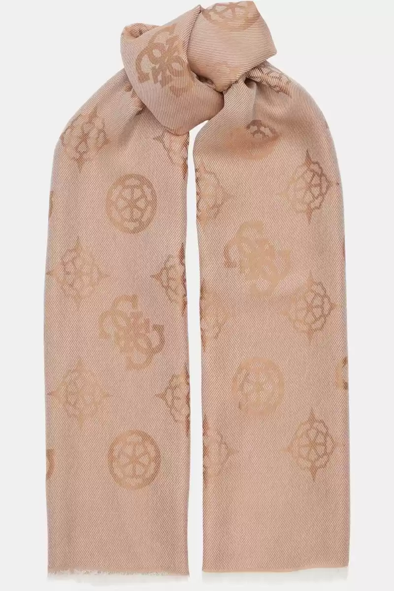 Guess Kadın Kahverengi Gerty 4G Peony Logolu Şal