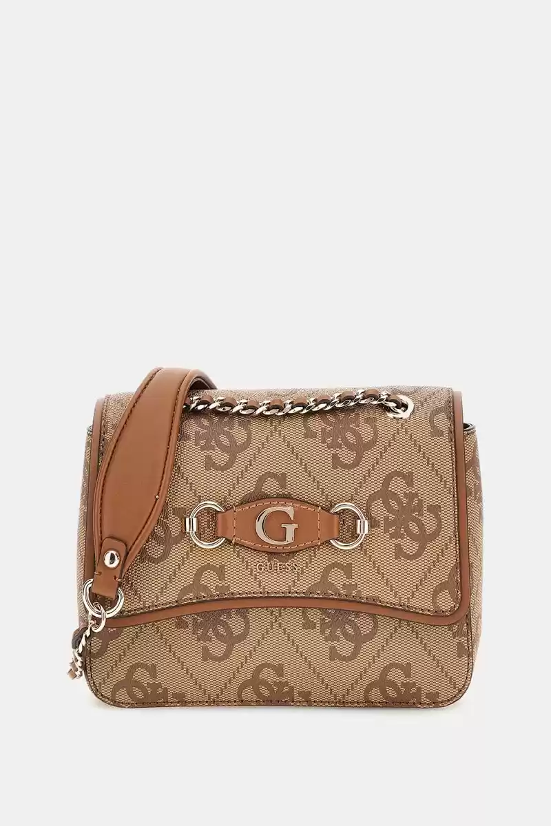 Guess Kadın Kahverengi Izzy 4G Logolu Mini Çapraz Çanta