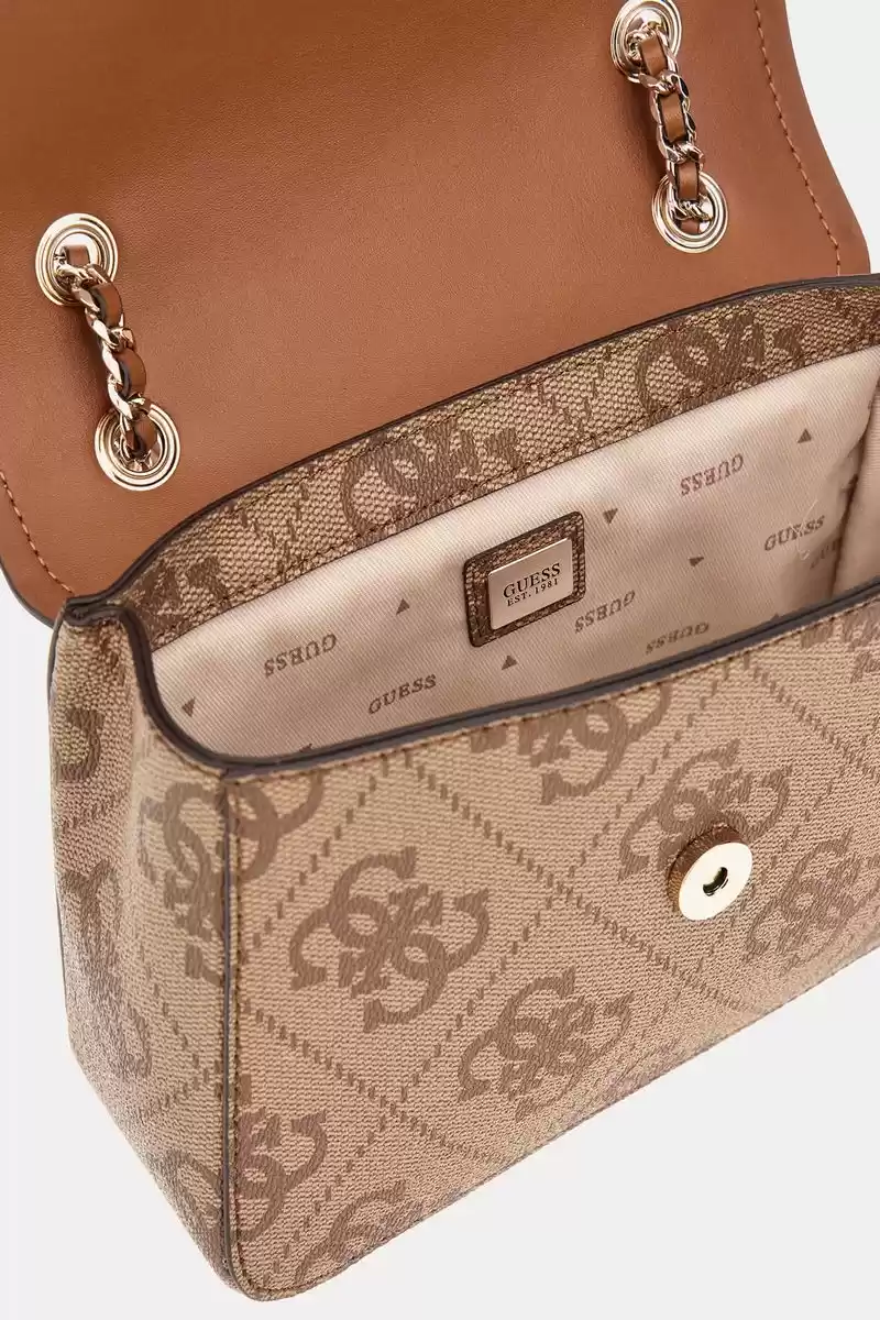 Guess Kadın Kahverengi Izzy 4G Logolu Mini Çapraz Çanta
