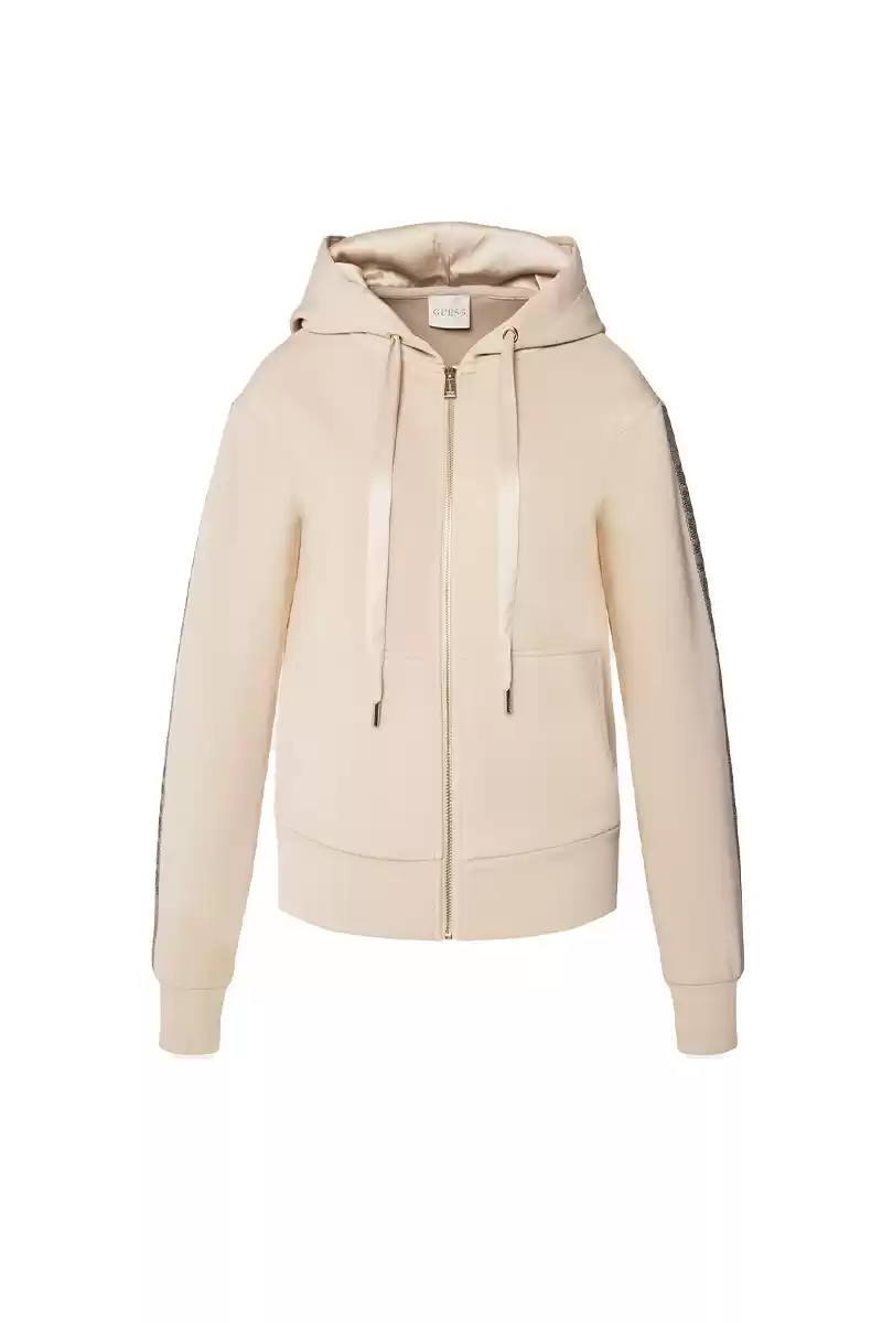 Guess Kadın Bej Kapüşonlu Scuba Sweatshirt