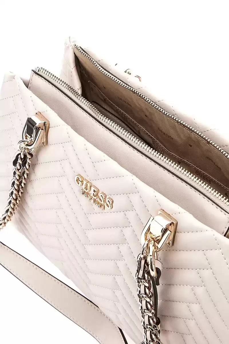 Guess Kadın Krem Anning Kapitoneli Omuz Çantası