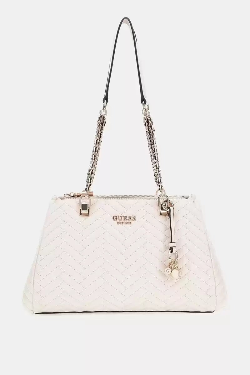 Guess Kadın Krem Anning Kapitoneli Omuz Çantası
