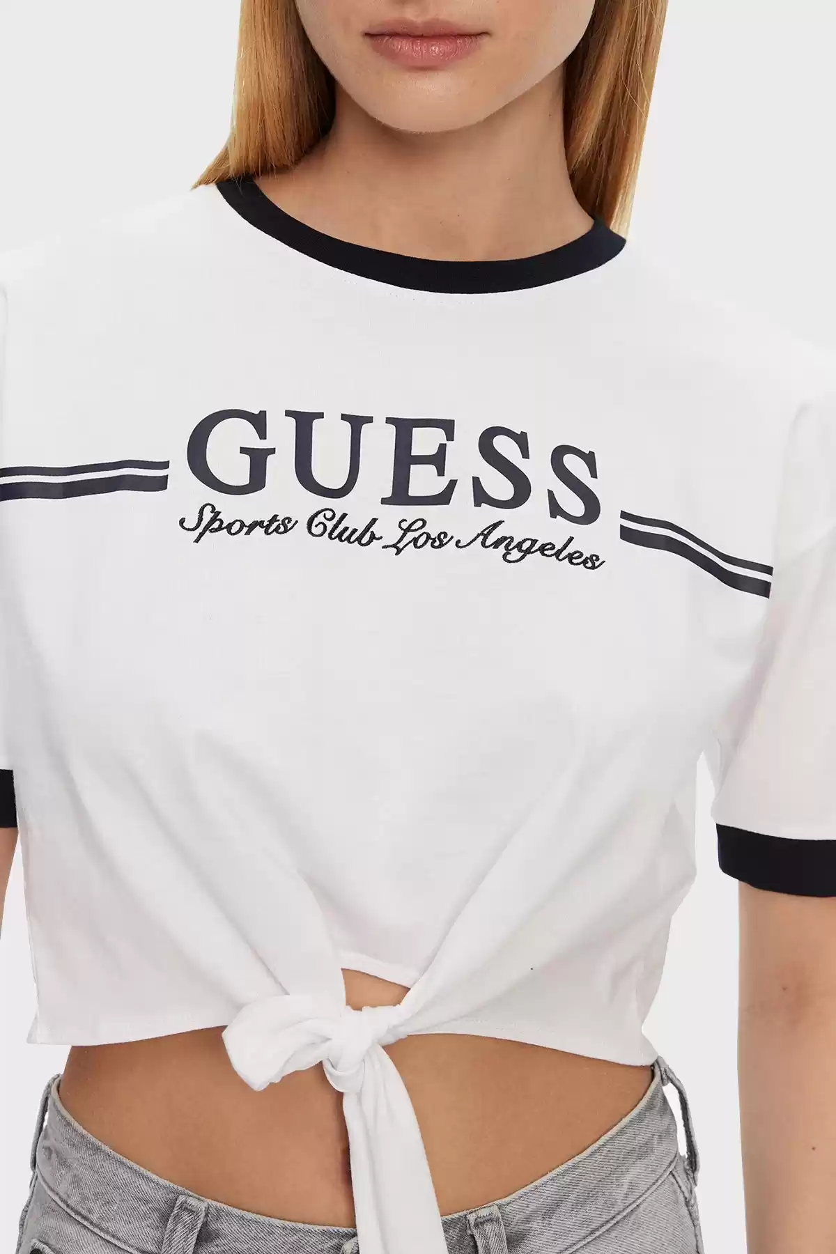Guess Kadın Beyaz Bağlamalı Tişört