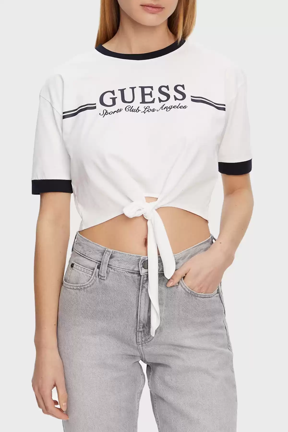Guess Kadın Beyaz Bağlamalı Tişört