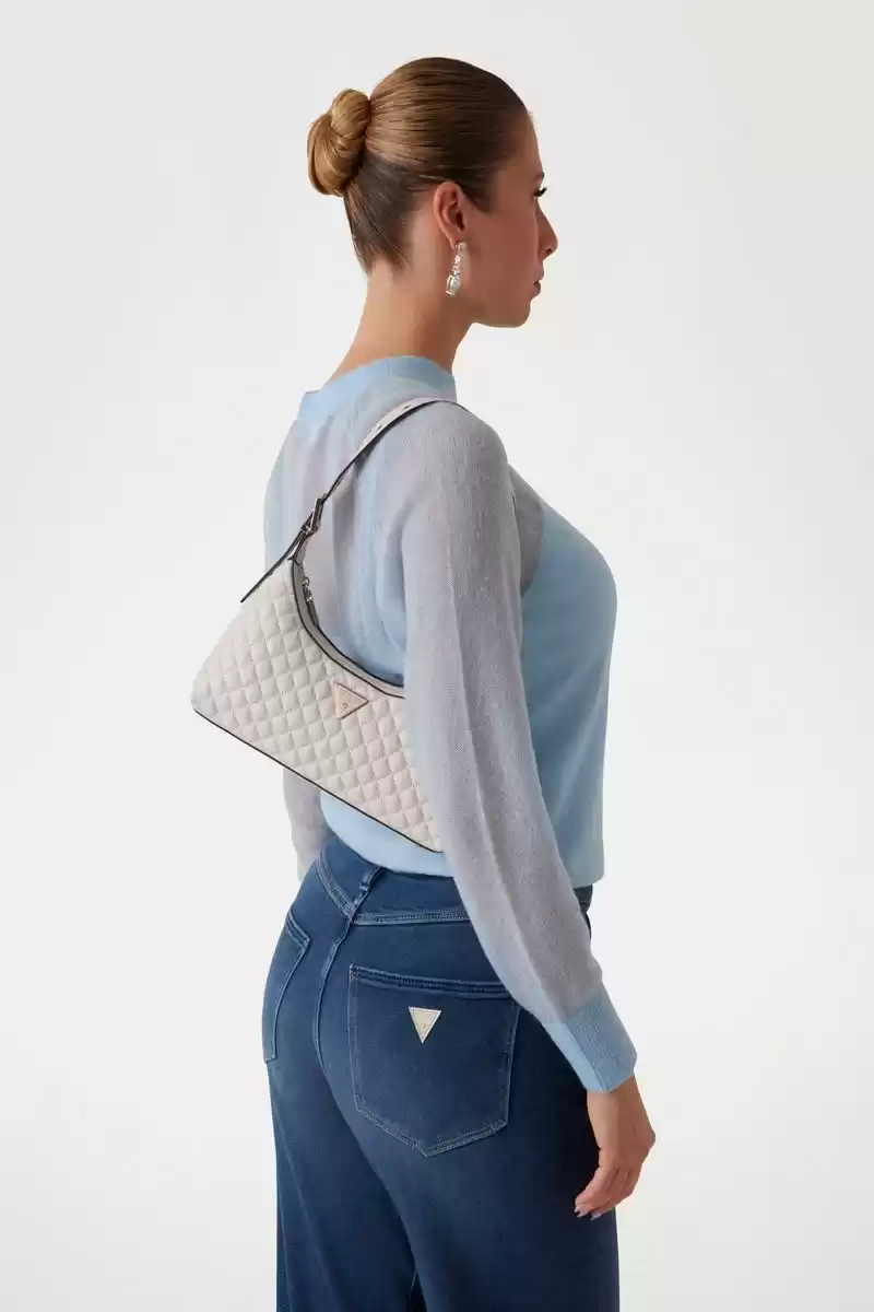 Guess Kadın Krem Eco Rianee Kapitoneli Omuz Çantası