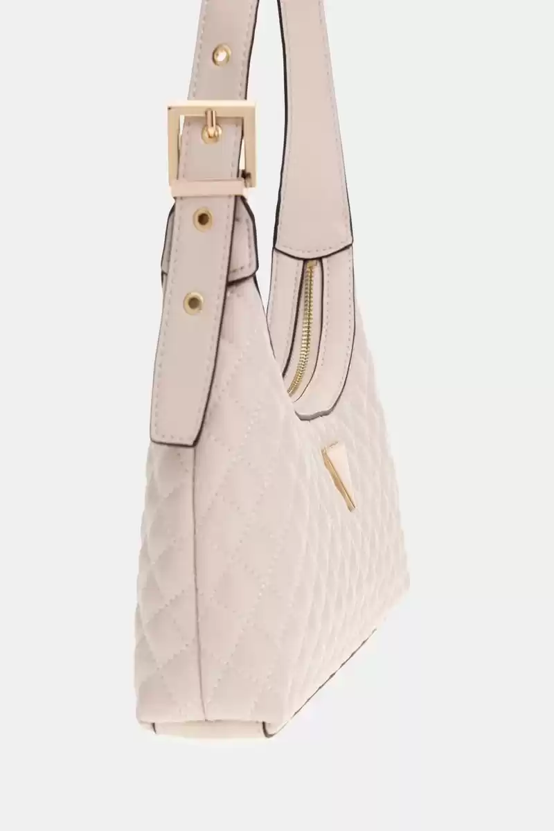 Guess Kadın Krem Eco Rianee Kapitoneli Omuz Çantası