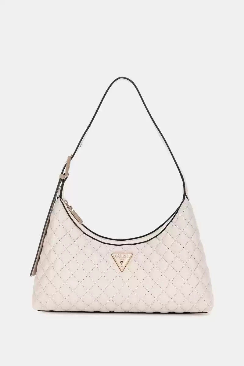 Guess Kadın Krem Eco Rianee Kapitoneli Omuz Çantası