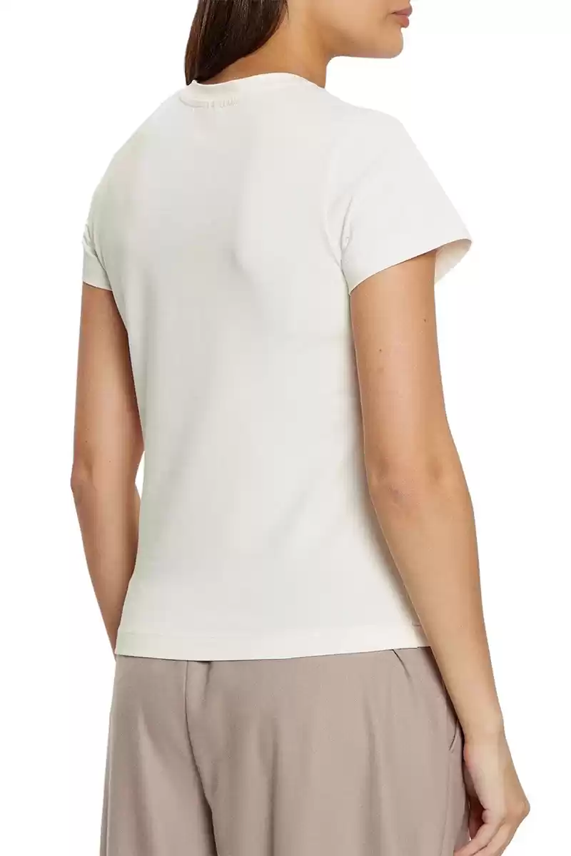 Guess Kadın Beyaz Logolu Beyaz T-shirt