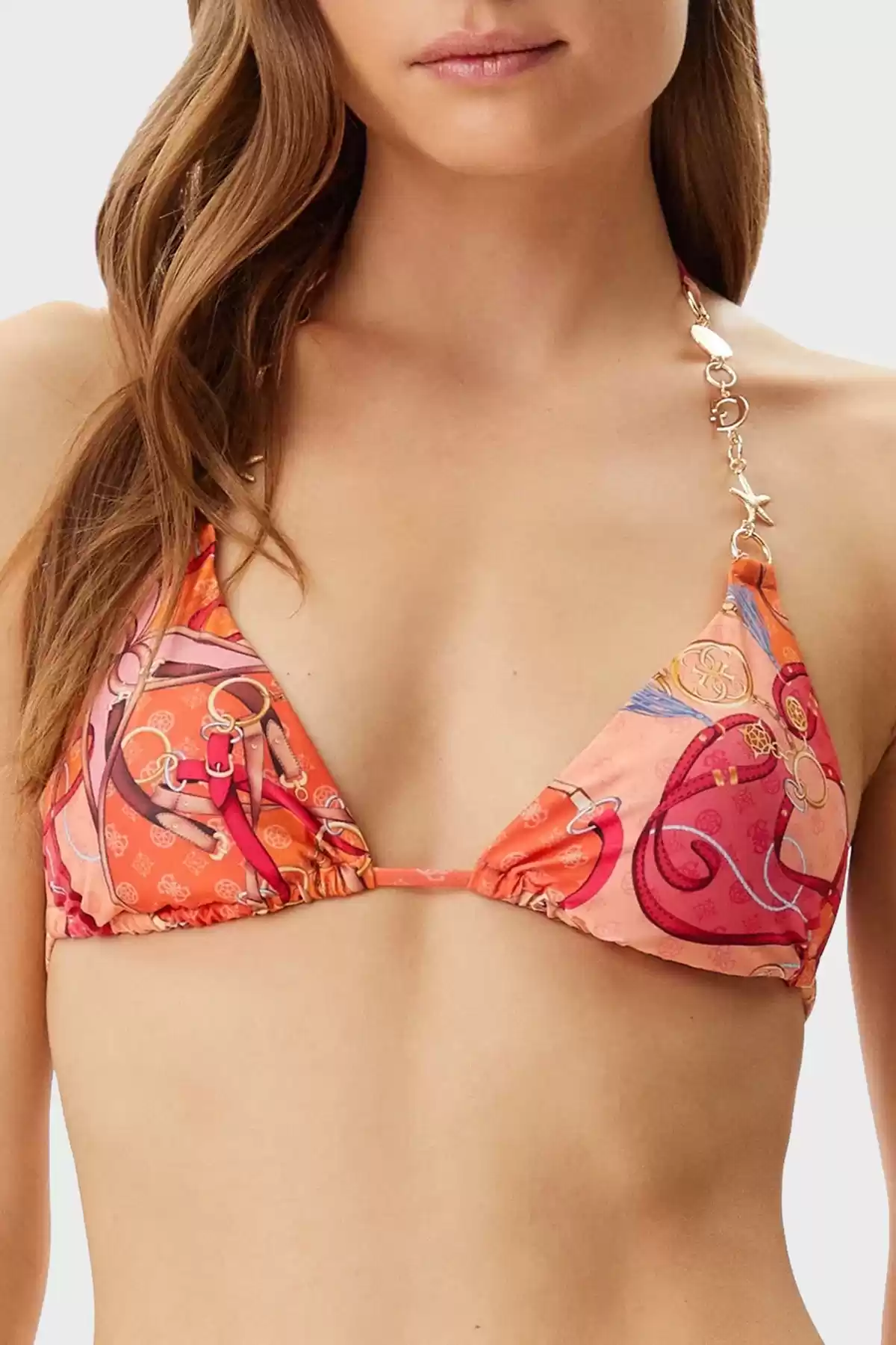 Guess Kadın Çok Renkli Üçgen Bikini Üst (Çıkarılabilir Ped)
