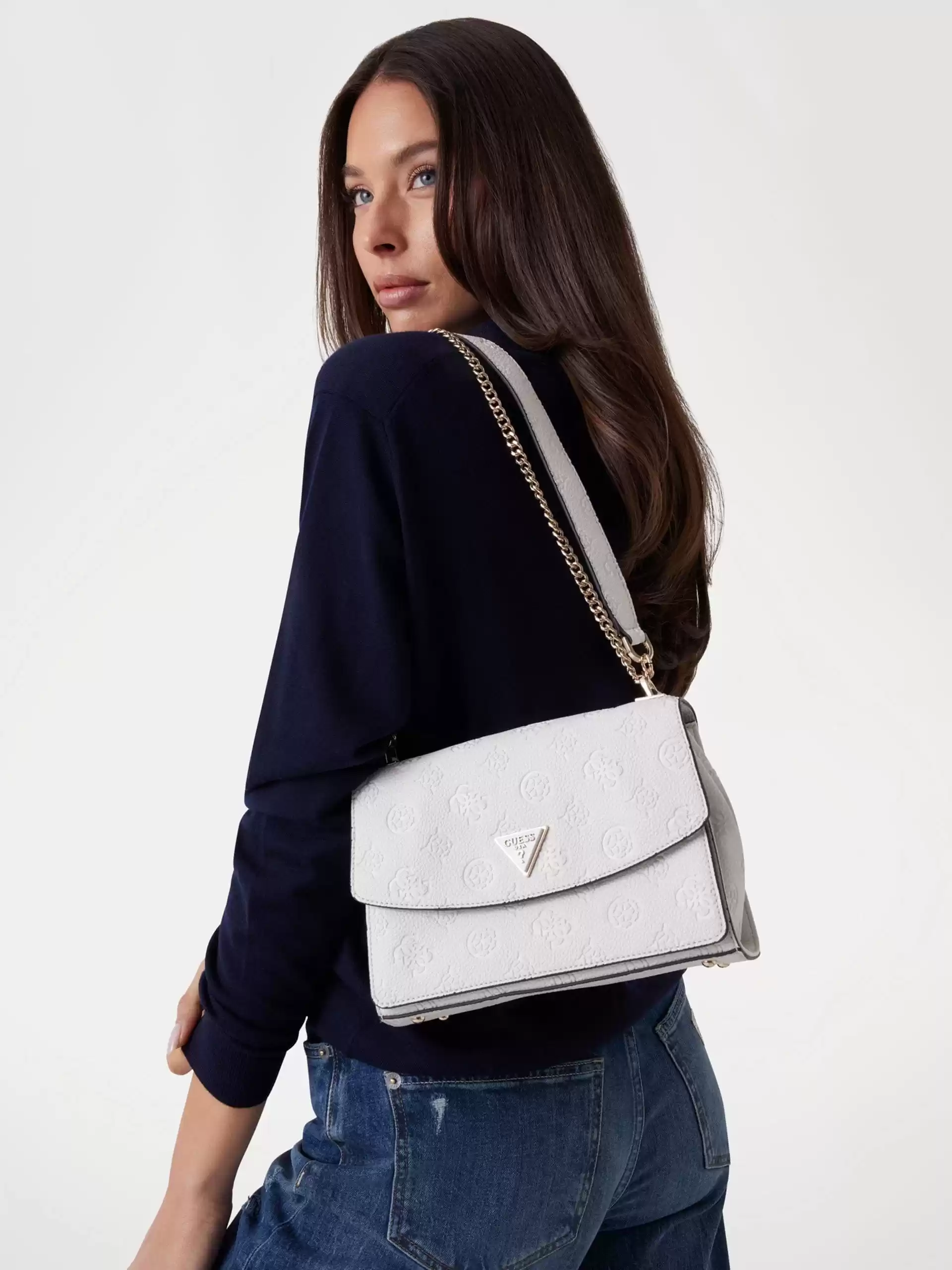 Guess Kadın Beyaz Cresidia Dönüştürülebilir Flap Crossbody Ç