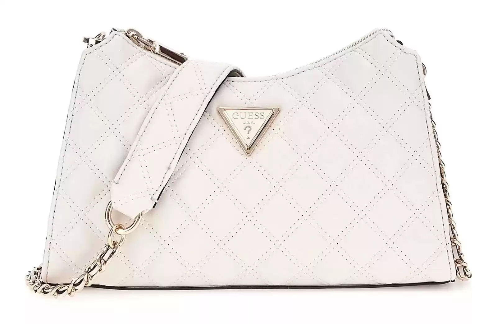 Guess Kadın Beyaz Giully Üstten Fermuarlı Omuz Çantası