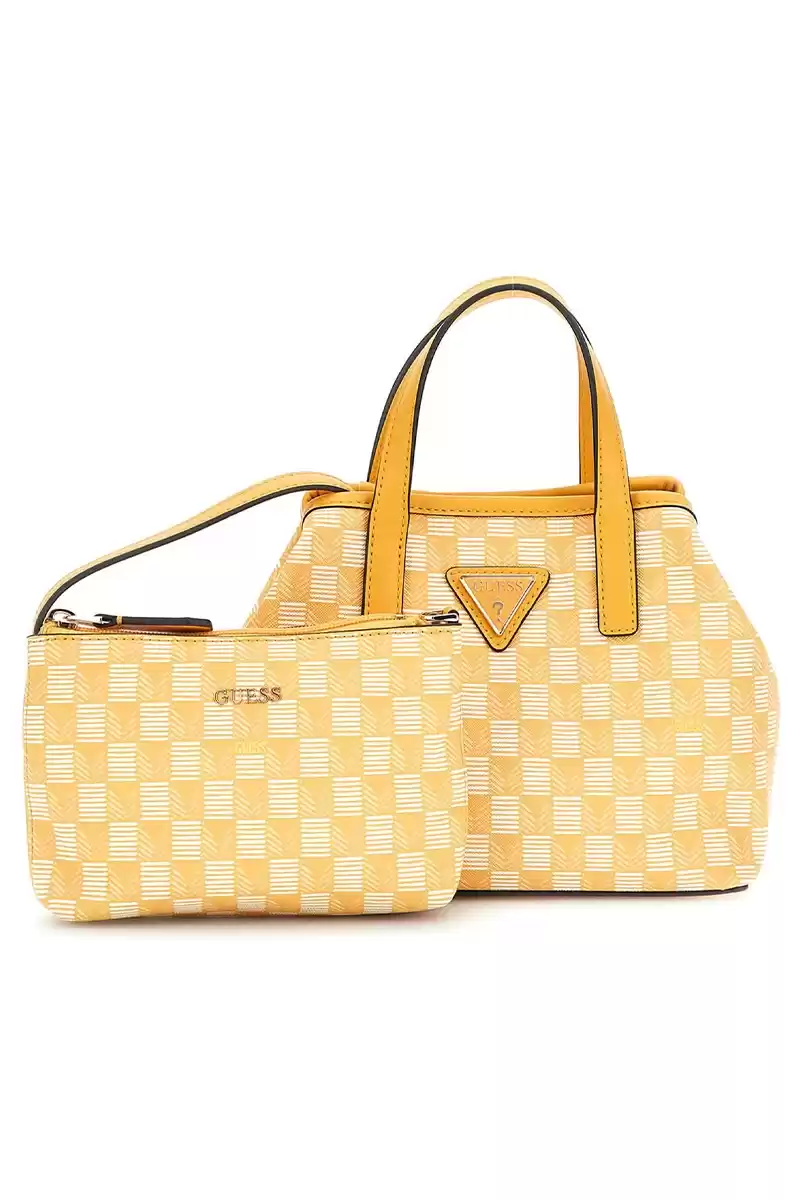 Guess Kadın Sarı G Wave Geometrik Desenli Mini El Çantası