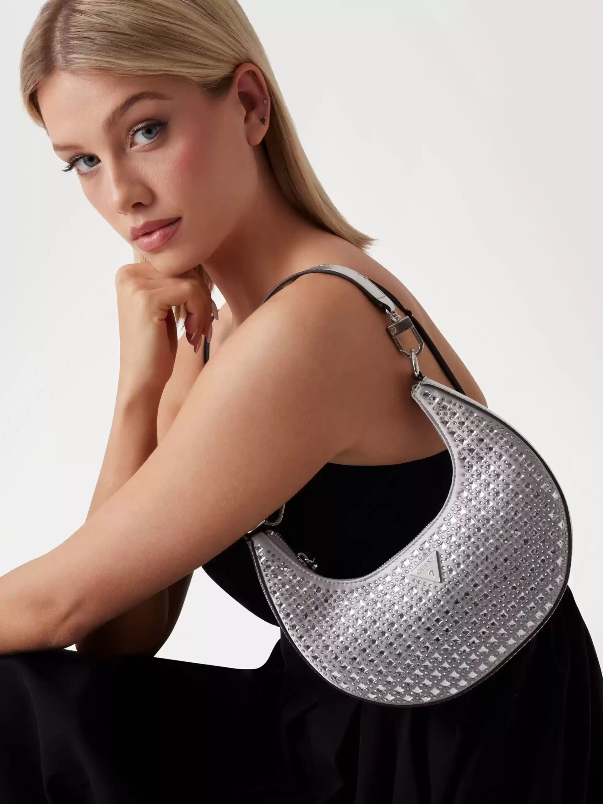 Guess Kadın Gri Lua Küçük Hobo Çanta
