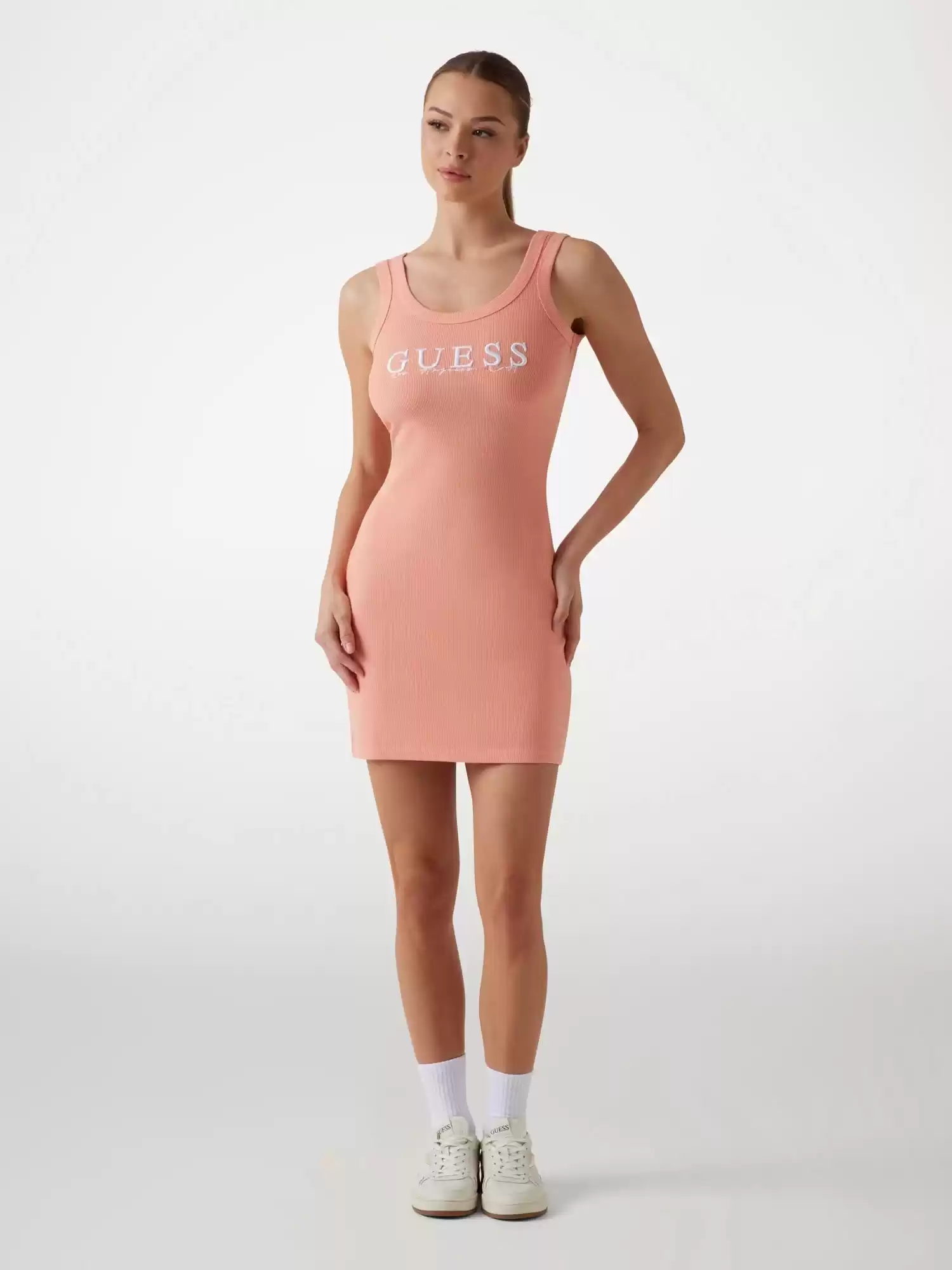 Guess Kadın Turuncu Sunflower Ribana Elbise