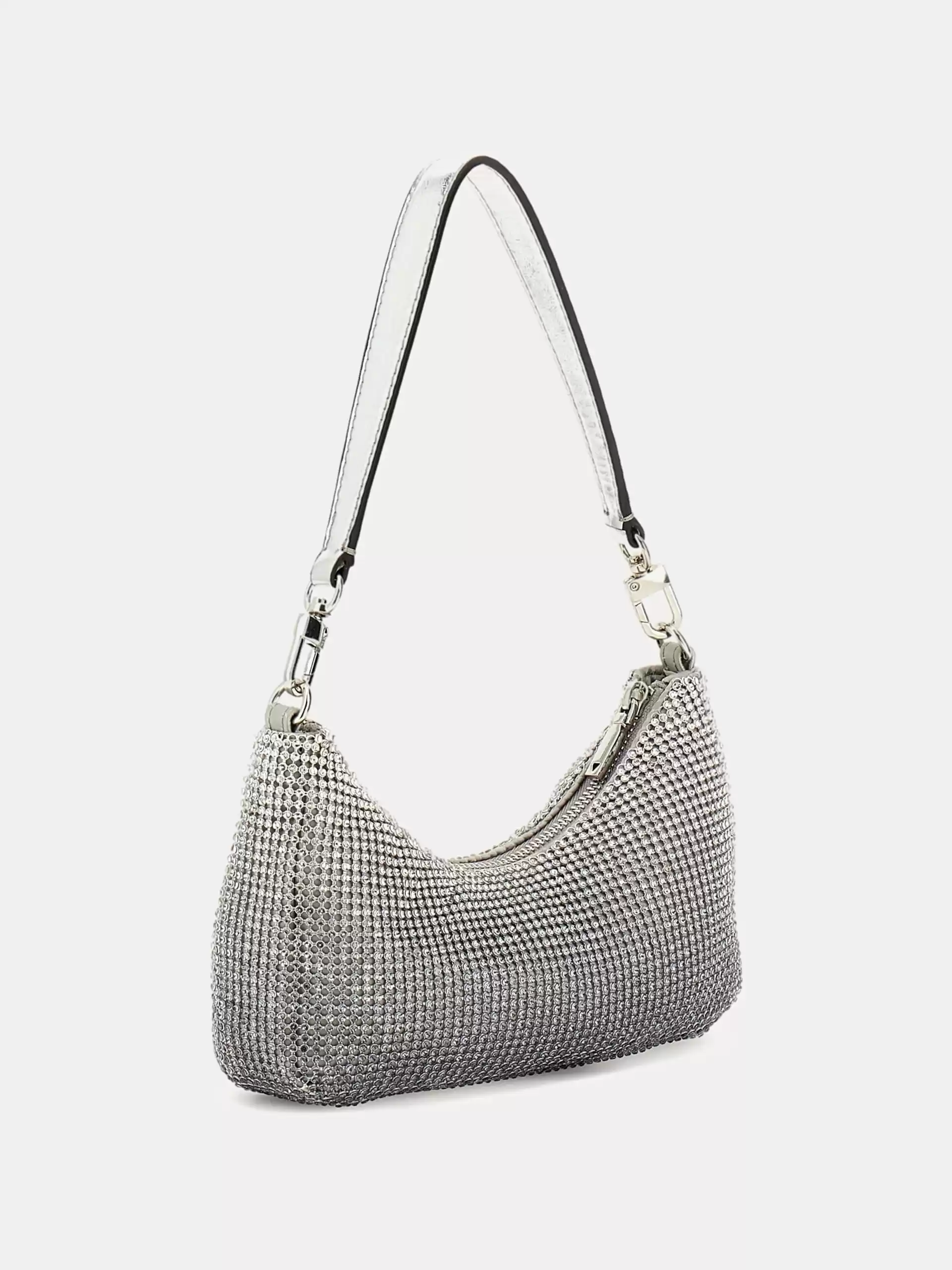 Guess Kadın Gri Zalina Mini Üstten Fermuarlı Omuz Çantası