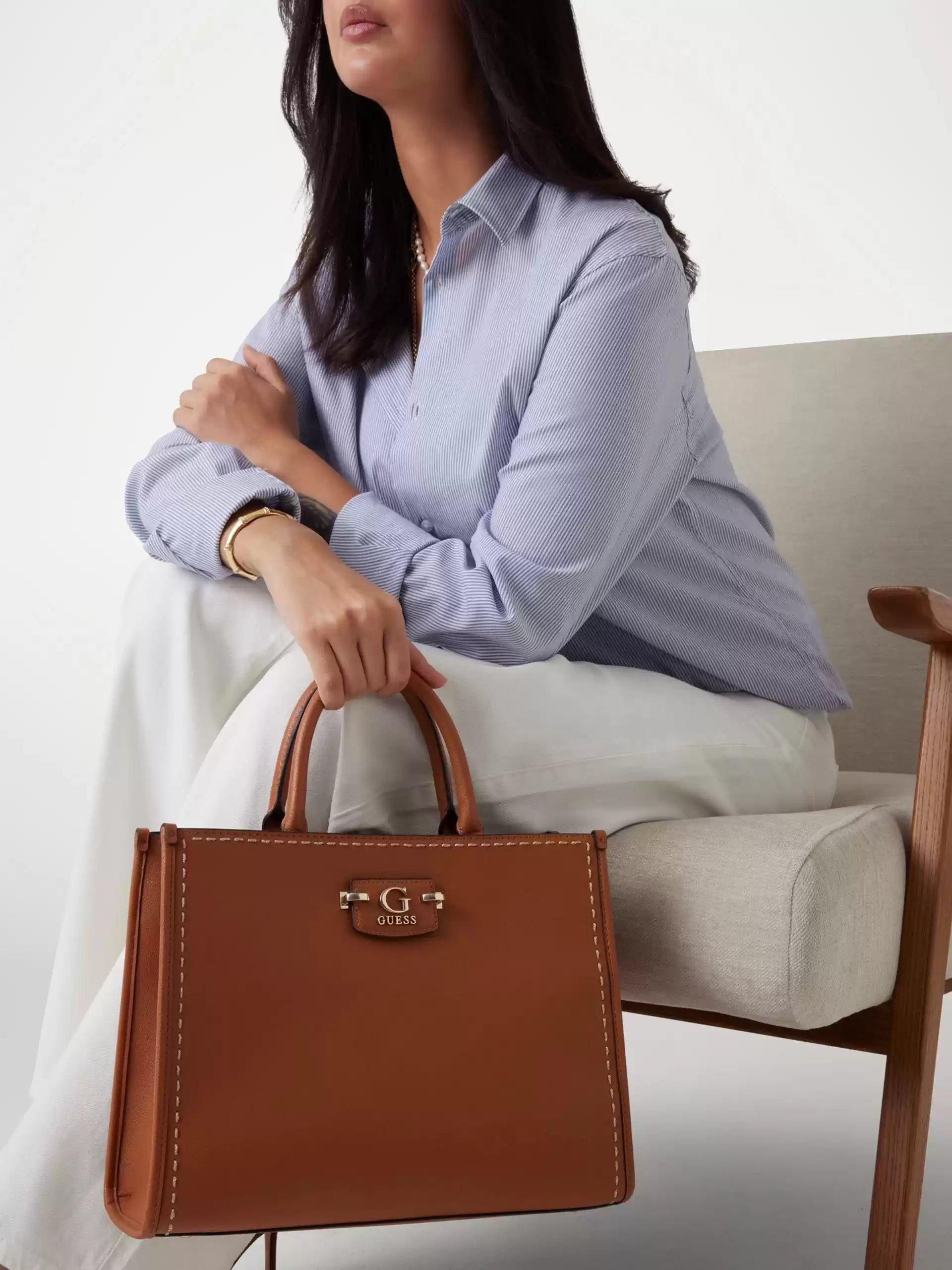 Guess Kadın Kahverengi Nastra İki Bölmeli Tote Çanta
