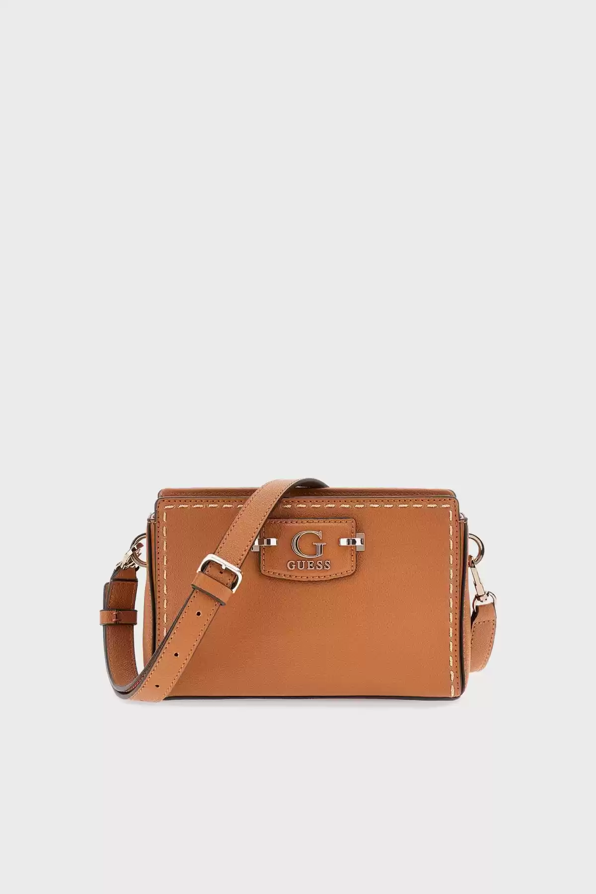 Guess Kadın Kahverengi  Nastra Mini Üstten Fermuarlı Crossbo