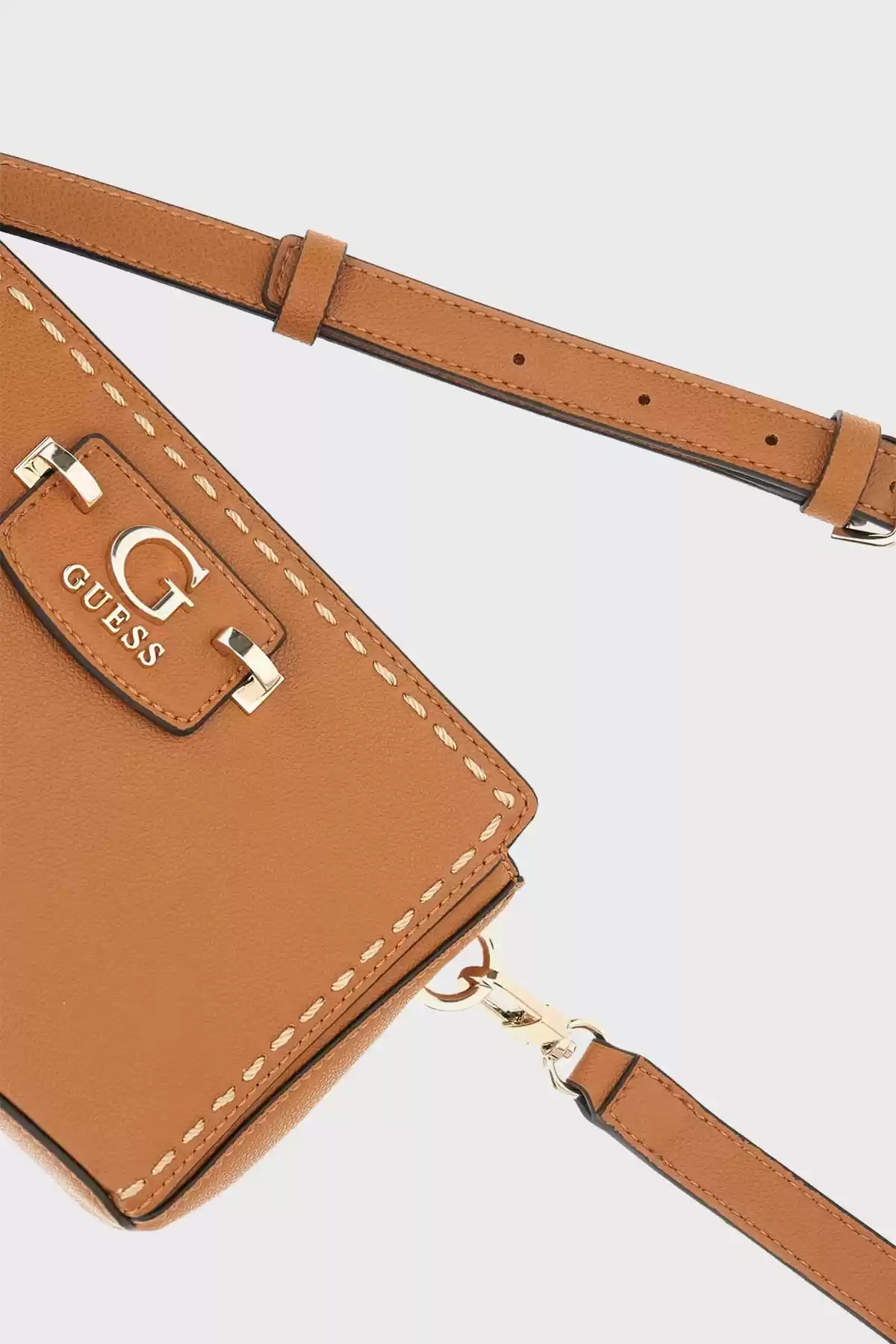 Guess Kadın Kahverengi  Nastra Mini Üstten Fermuarlı Crossbo